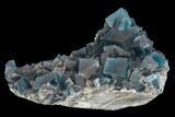 Blue Cubic Fluorite on Quartz - China #120305-1